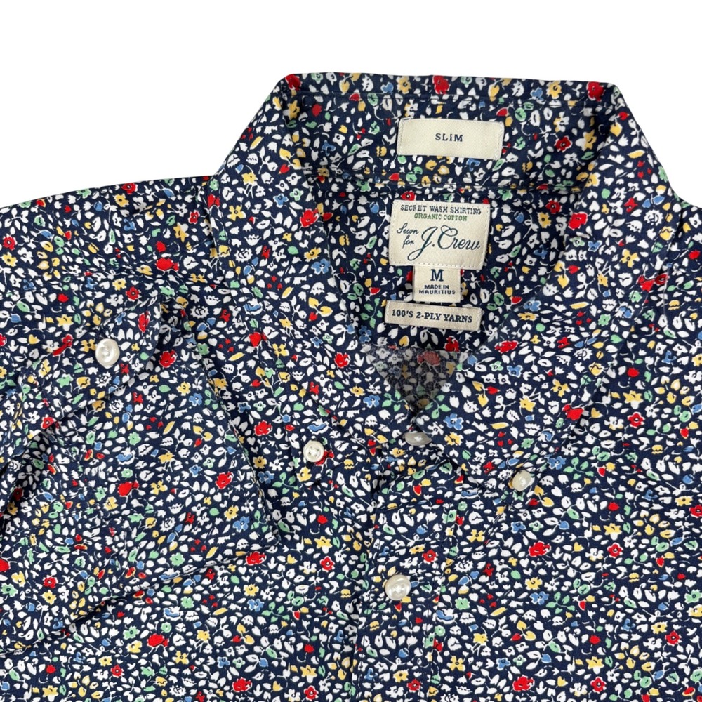 J.Crew Secret Wash Shirt Mens M Slim Multicolor Floral Cotton Button Down